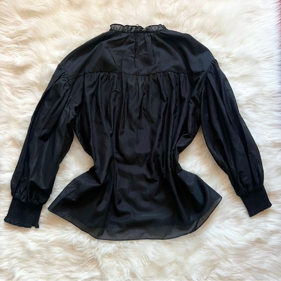 New! ALICE + OLIVIA Julius Voluminous Oversized Silk Blend Peasant Blouse - Picture 12 of 14